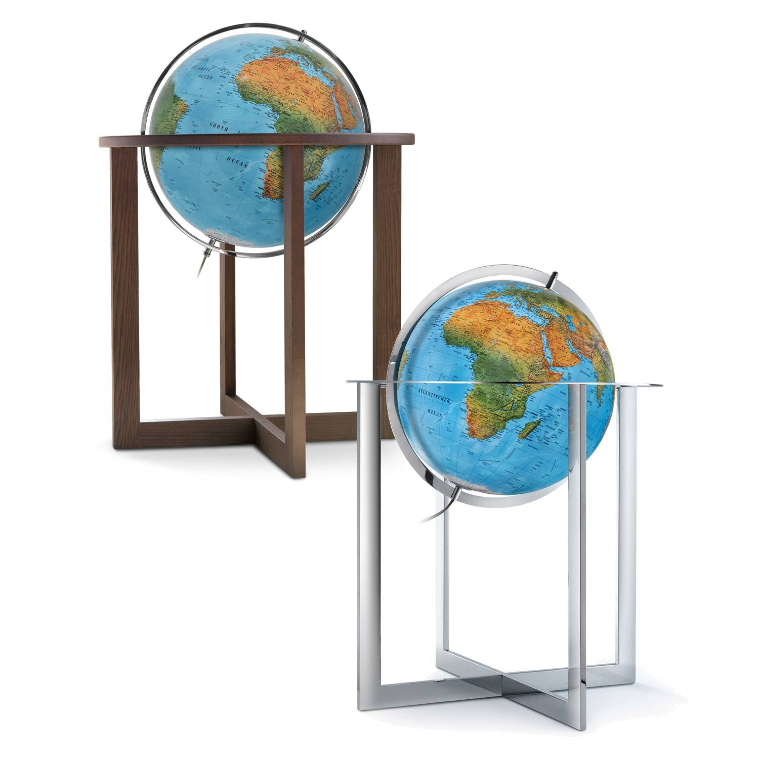 Räthgloben Stand-Leuchtglobus handkaschiert 50 cm D, 103 cm H