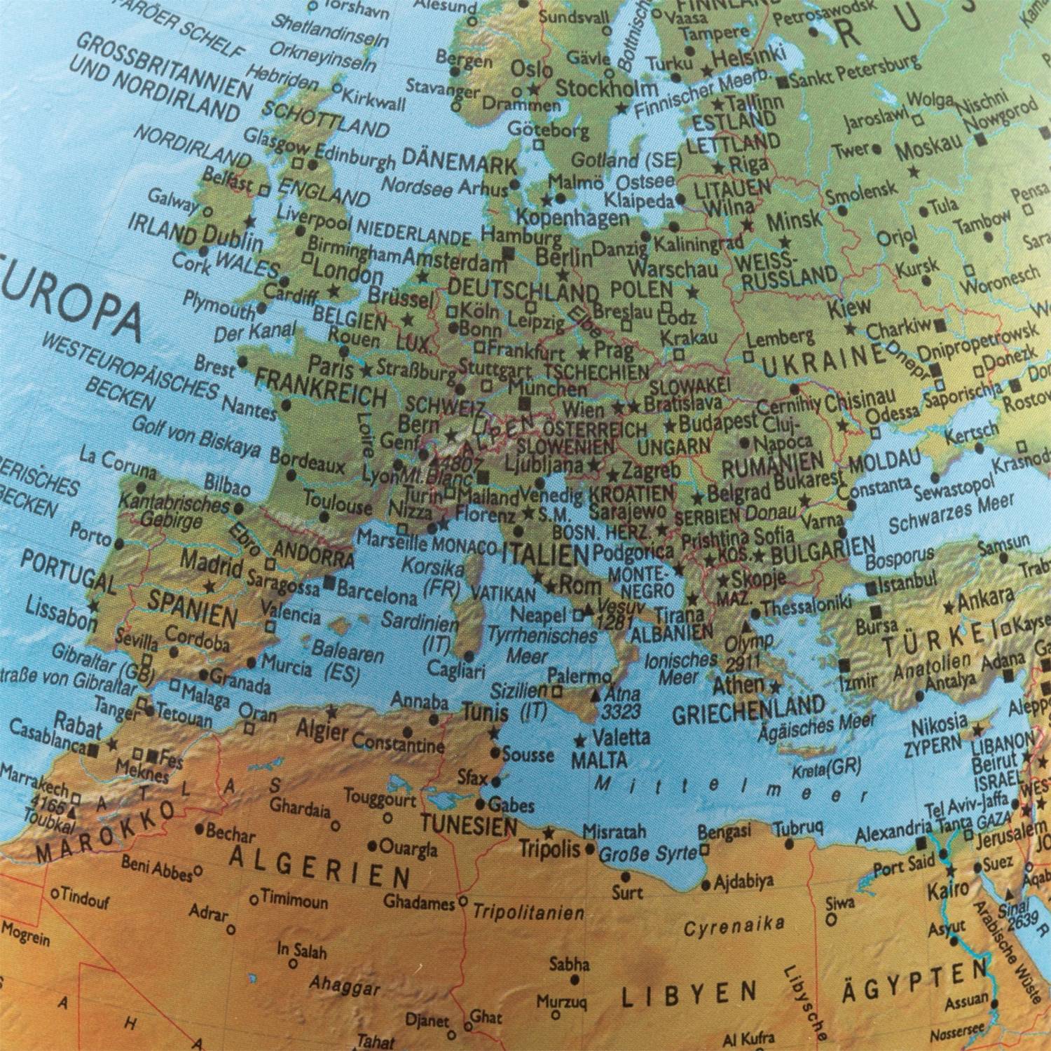 Räthgloben Doppelbild-Leuchtglobus 30cm D 41cm H, Kartenbild