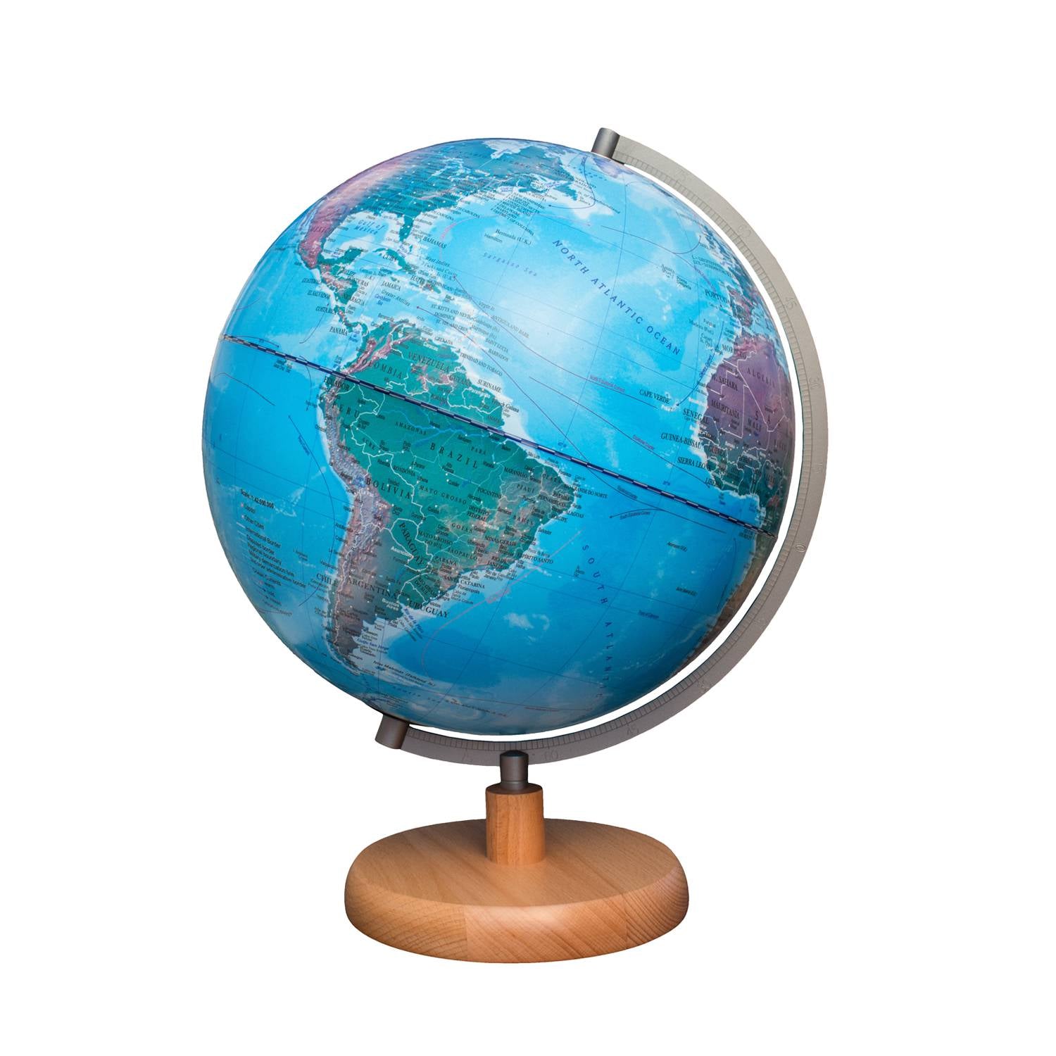 Magellan Mora Leuchtglobus 30 cm geografisch – Holzfuß Buche, LED